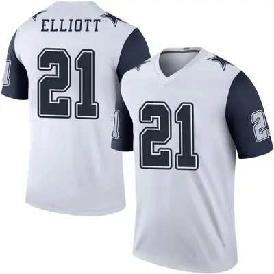 Youth Legend Ezekiel Elliott Dallas Cowboys White Color Rush Jersey