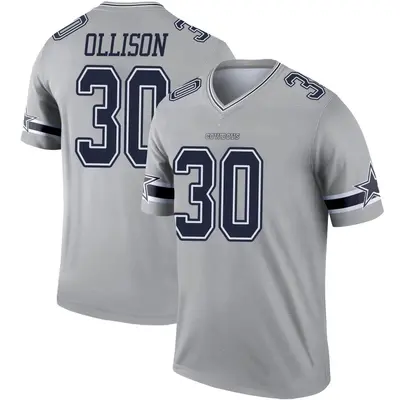 Youth Legend Qadree Ollison Dallas Cowboys Gray Inverted Jersey