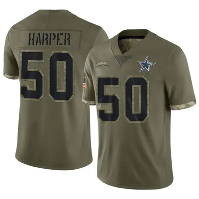 Youth Limited Devin Harper Dallas Cowboys Olive 2022 Salute To Service Jersey