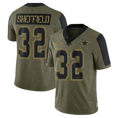 Youth Limited Kendall Sheffield Dallas Cowboys Olive 2021 Salute To Service Jersey
