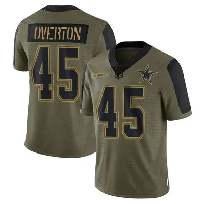 Youth Limited Matt Overton Dallas Cowboys Olive 2021 Salute To Service Jersey